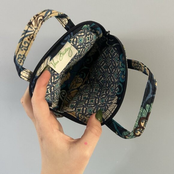 Vera Bradley Small Top Handle Bag Blue Teal Green Floral Paisley Pattern F-190 - Picture 8 of 8